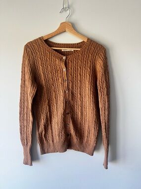 Old Navy Cable Knit Button-Up Cardigan in Brown